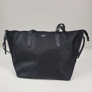 Botkier Black Nylon Leather Trim Medium Shopper Tote Carry-On Bag Womens Purse